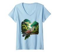 Mujer Hoatzin Pájaro Sudamericano Vida Silvestre Raro Retro Amante Apestoso Camiseta Cuello V, Azul Bebé, M