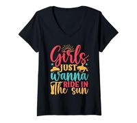 Mujer Hobby Horse Rider Girls Just Wanna Ride Caballo De Camiseta Cuello V