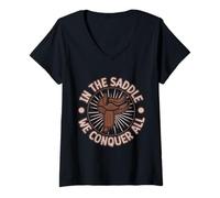 Mujer Hobby Horse Rider Saddle We Conquer All Caballo De Camiseta Cuello V