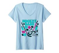 Mujer Hockey Babe Coquette - Patín de hielo y diseño de palo Camiseta Cuello V