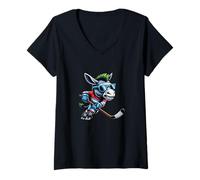 Mujer Hockey Sobre Hielo Burro Guay Con Estilo Camiseta Cuello V