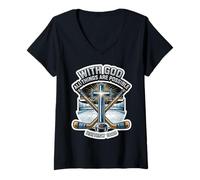 Mujer Hockey sobre Hielo con Dios Todas Las Cosas Son posibles Mateo 19:26 Camiseta Cuello V