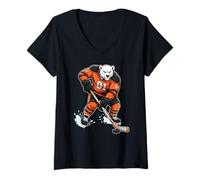 Mujer Hockey sobre Hielo para Aficionados al Hockey sobre Hielo Camiseta Cuello V