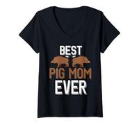 Mujer Hog Hunting, la Mejor mamá de Cerdos de la Historia Camiseta Cuello V