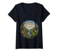 Mujer HOH Rainforest Olympic National Park Washington EE.UU Camiseta Cuello V
