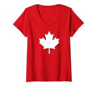 Mujer Hoja de arce canadiense - Símbolo de la bandera de Canadá - Verdadero orgullo del norte Camiseta Cuello V