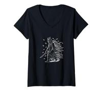 Mujer Hojas del espíritu del viento samurái Camiseta Cuello V