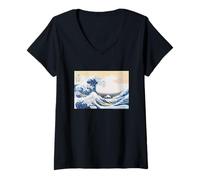 Mujer Hokusai The Great Wave Off Kanagawa Camiseta Cuello V
