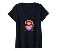 Mujer Hola Cutie. Animal Gracioso, Saludo Camiseta Cuello V