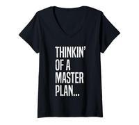 Mujer Hola Hop de la vieja escuela pensando en un plan maestro letras Camiseta Cuello V