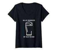 Mujer Hola Oscuridad Mi Viejo Amigo Irish Stout Porter Camiseta Cuello V