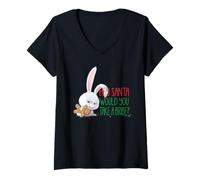 Mujer Hola Papá Noel, ¿aceptarías un soborno? Camiseta Cuello V