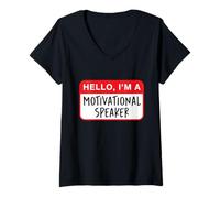 Mujer Hola, Soy un orador Motivacional - Divertido Camiseta Cuello V