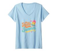 Mujer Hola Vacaciones de Verano Vida Fresca en Camiseta Cuello V