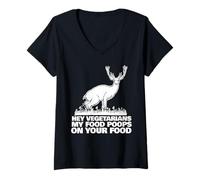 Mujer Hola Vegetarianos Mi Comida Caca en tu Comida Camiseta Cuello V