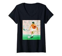 Mujer Holanda Argentina Johan Cruyff En Acción Copa Mundial Fútbol Camiseta Cuello V