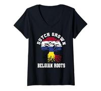 Mujer Holandesa Cultivada Raíces Belgas Países Bajos Bélgica Jersey Camiseta Cuello V