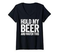 Mujer Hold my Beer and Watch This Shirt Funny Men Women Drinking Camiseta Cuello V