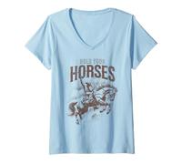 Mujer Hold Your Horses Country Western Cowboy Horse Lover Juego de palabras Camiseta Cuello V