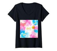 Mujer Holi Festival of Color - Celebración Radiante Camiseta Cuello V