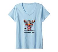 Mujer Holiday Hot Mess Funny Moose Christmas Design Camiseta Cuello V