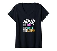 Mujer Holly The Girl The Myth The Legend Nombre Divertido Camiseta Cuello V