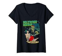 Mujer Hollywood Películas de terror Zombie Sexy Pinup Scream Camiseta Cuello V