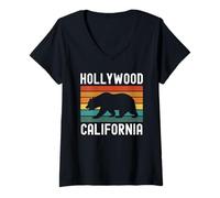 Mujer Hollywood Retro Los Ángeles California Vintage Sunset West Camiseta Cuello V