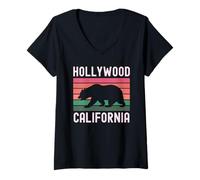 Mujer Hollywood Retro Los Ángeles California Vintage Sunset West Camiseta Cuello V