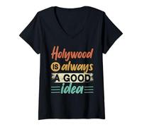Mujer Hollywood siempre es una buena idea Viajes de cine en Estados Unidos Camiseta Cuello V