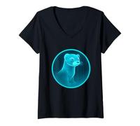 Mujer Holograma Ferret Tech Camiseta Cuello V