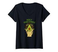Mujer Holy Guacamole Funny Avocado God Design with Cross Camiseta Cuello V