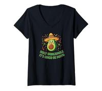 Mujer Holy Guacamole It's Cinco de Mayo Funny Fiesta Juego de Palabras con Aguacate Camiseta Cuello V