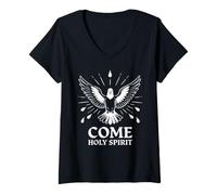 Mujer Holy Spirit Dove Christian Pentecostés Gráfico Camiseta Cuello V