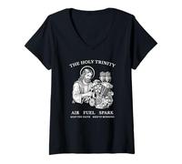Mujer Holy Trinity Air Fuel Spark Keep The Faith Keep It Running Camiseta Cuello V