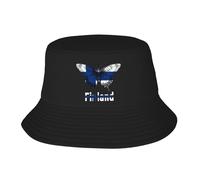 Mujer Hombre Sombreros De Sol Bandera Divertida De Finlandia con Mariposa Sombrero De Cubo Moda Bucket Hat Casuales Gorro De Pescador para Caza Excursionismo Viaje