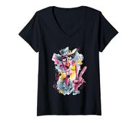 Mujer Hombre Surrealista Señalando Graffiti Retrato Pop Arte Gráfico Largo Camiseta Cuello V
