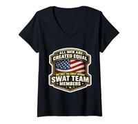 Mujer Hombres Creados Iguales Solo los Mejores se convierten en Miembros del Equipo SWAT Camiseta Cuello V