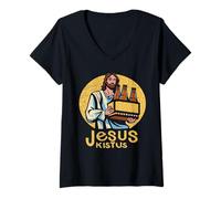 Mujer Hombres Jesús Kistus cerveza Dios Camiseta Cuello V