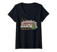 Mujer Home Alone House Navidad Camiseta Cuello V