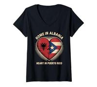 Mujer Home In Albania Heart In Puerto Rico Albanian Camiseta Cuello V