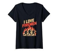 Mujer Homenaje al héroe del Bombero I Love Firemen Camiseta Cuello V