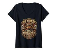 Mujer Homenaje al Legado de Rescate del Bombero Jubilado Camiseta Cuello V