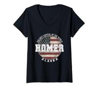 Mujer Homer Alaska, Bandera Americana Vintage Camiseta Cuello V
