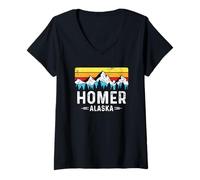 Mujer Homer Alaska Mountain Town Homer AK Souvenir Camiseta Cuello V