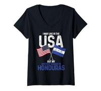 Mujer Honduras Americano Mi Historia Comenzó En Honduras Pride Vintage Camiseta Cuello V