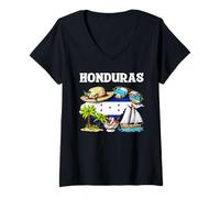 Mujer Honduras Bandera hondureña Herencia hondureña Orgulloso Camiseta Cuello V