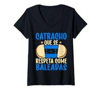 Mujer Honduras Catracho Que Se Respeta Se Come Su Baleada con Todo Camiseta Cuello V