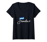 Mujer Honduras Familia - Bandera de Honduras Patrimonio Familia Palabra Arte Camiseta Cuello V