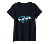 Mujer HONDURAS MAPA BANDERA COLLAGE Camiseta Cuello V